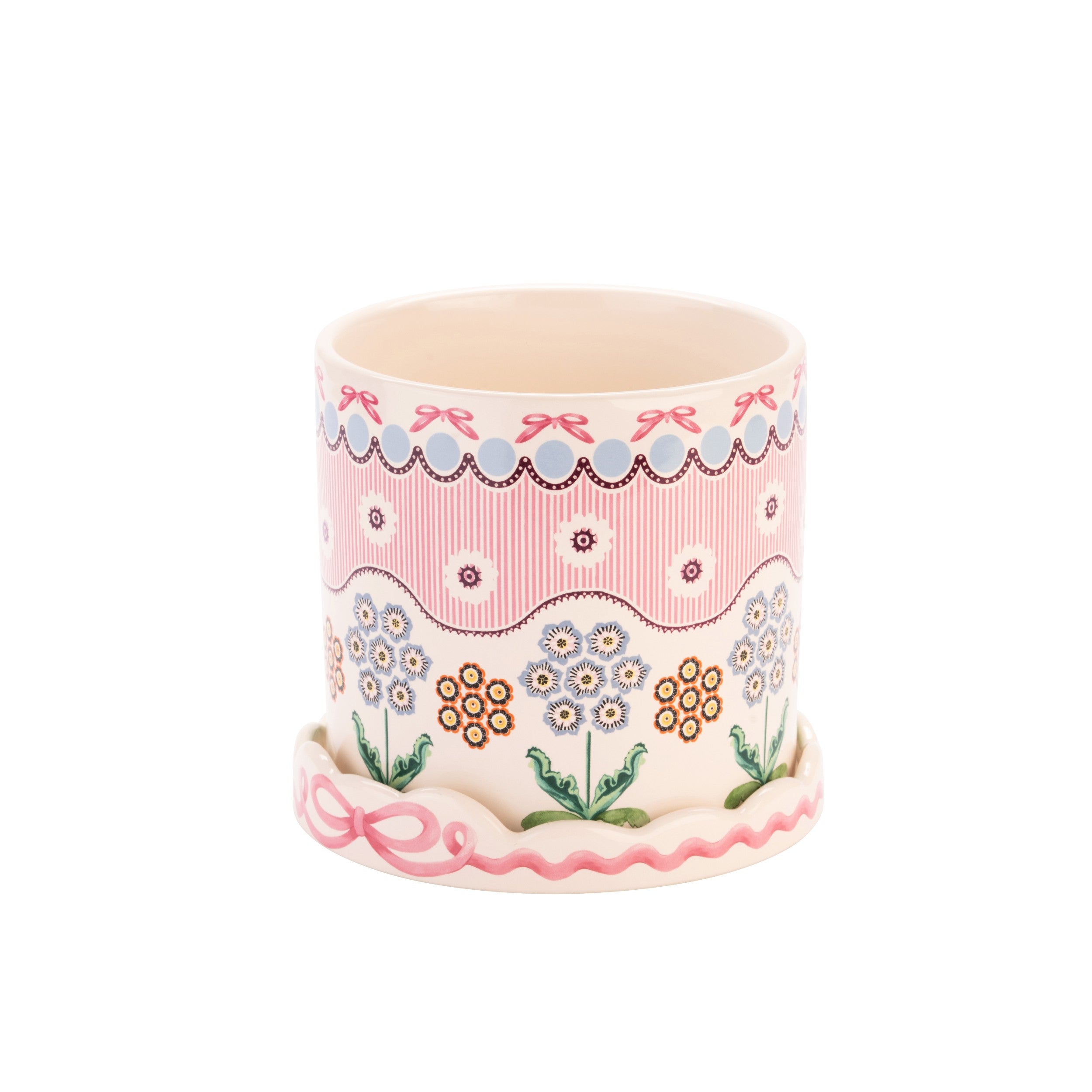 CATH KIDSTON SPITAFIELD SILK PINK PLANT POT & TRAY
