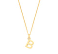 9CT YELLOW GOLD INITIAL B PENDANT ON FINE CURB CHAIN