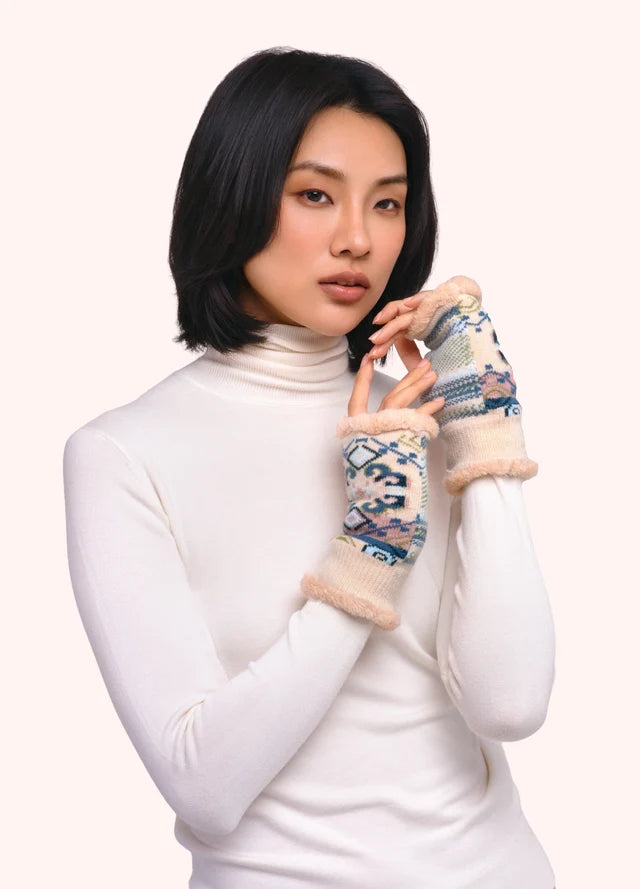 Scandi Cosy Wrist Warmers, Cream Mix by POWDER