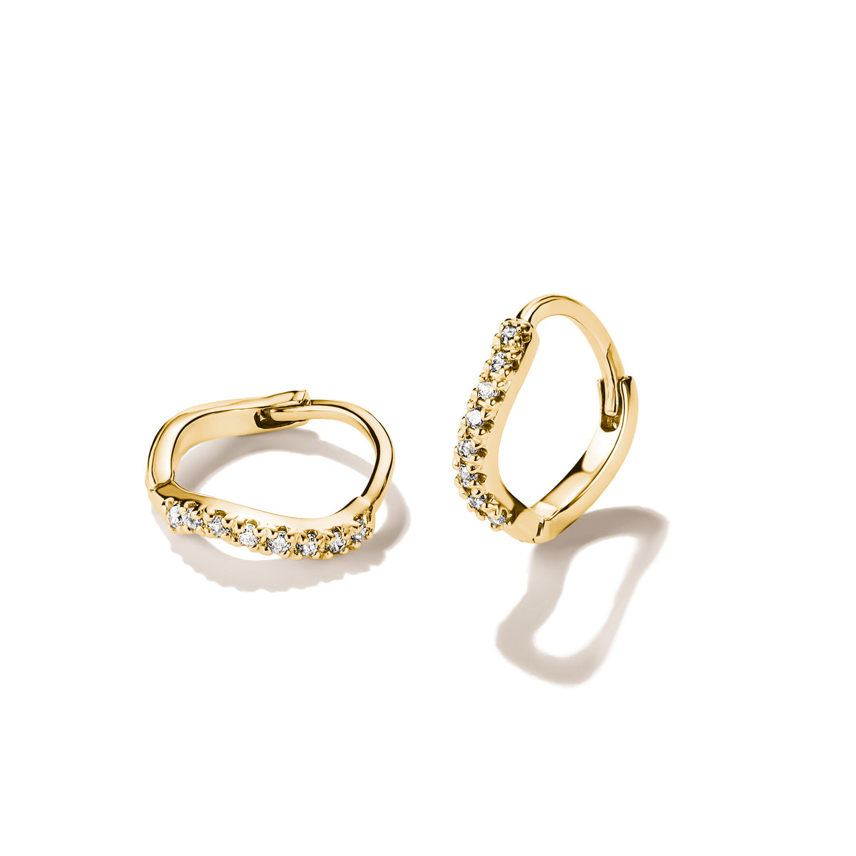 THOMAS SABO GOLD COLOUR CZ SET WAVE HOOP EARRINGS