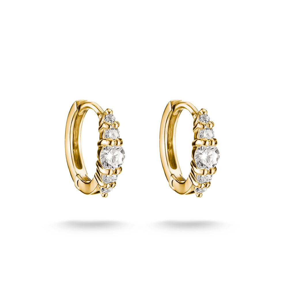 THOMAS SABO SILVER GOLD COLOUR CZ SET SMALL HOOP EARRINGS