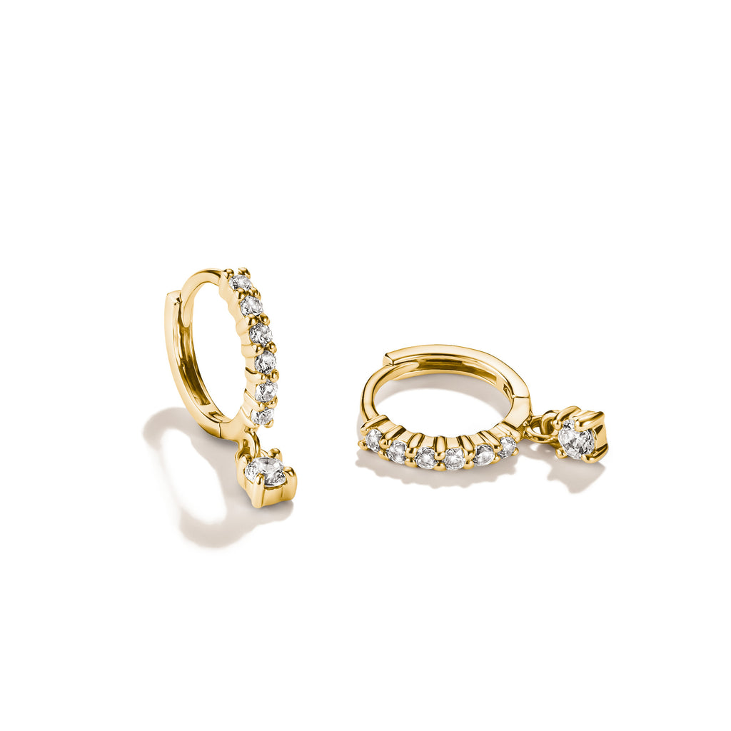 THOMAS SABO SILVER GOLD COLOUR CZ SET HOOP & DROP EARRINGS