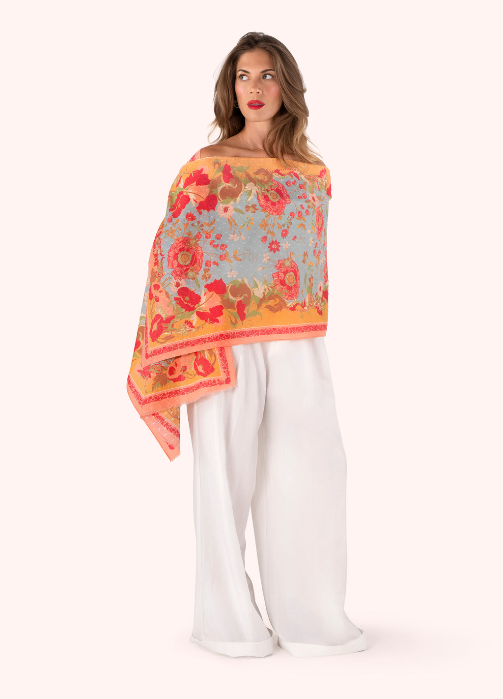 PAISLEY POPPIES COTTON SCARF by POWDER