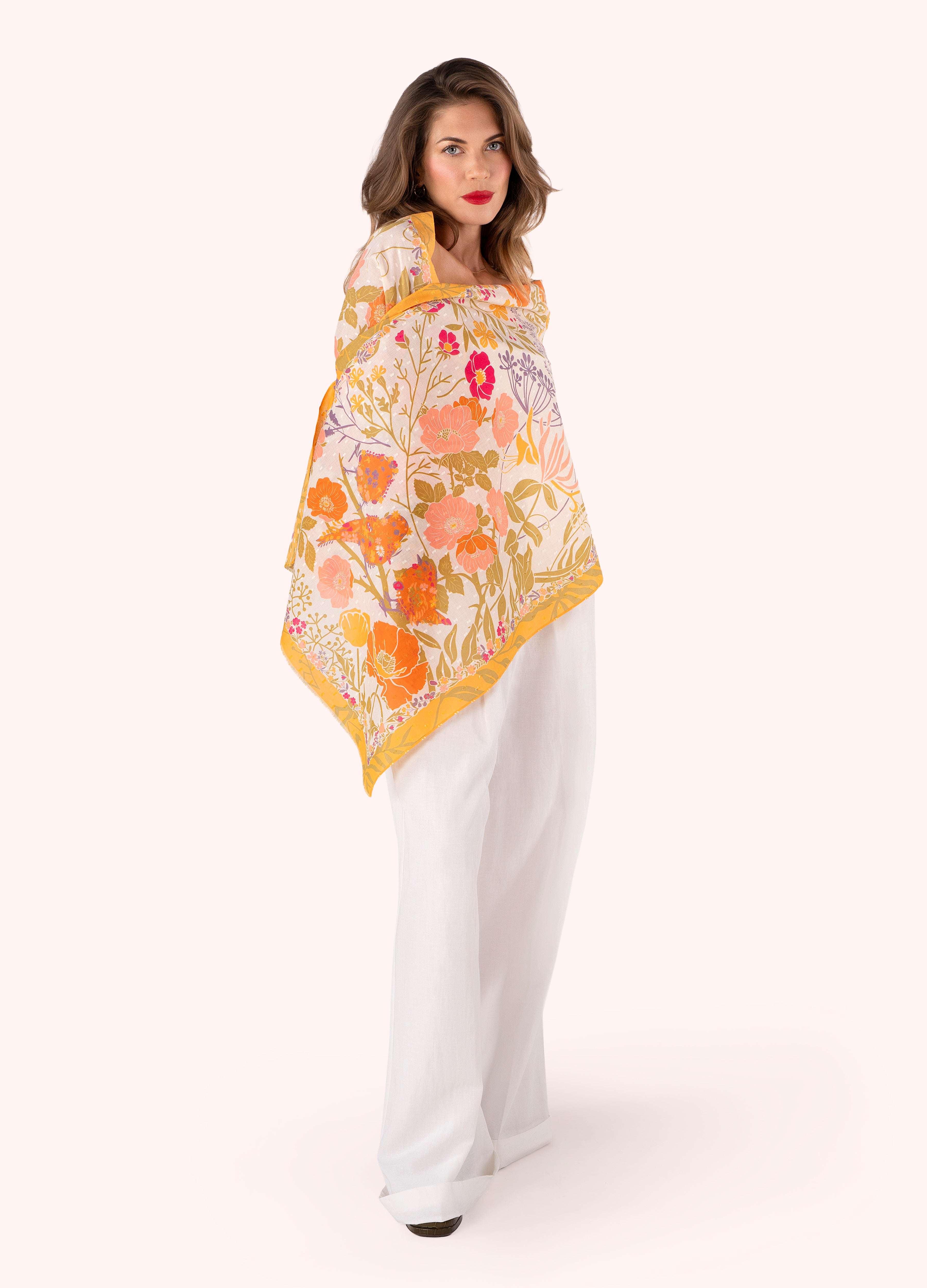 BIRDS IN BLOOM COTTON SCARF by POWDER