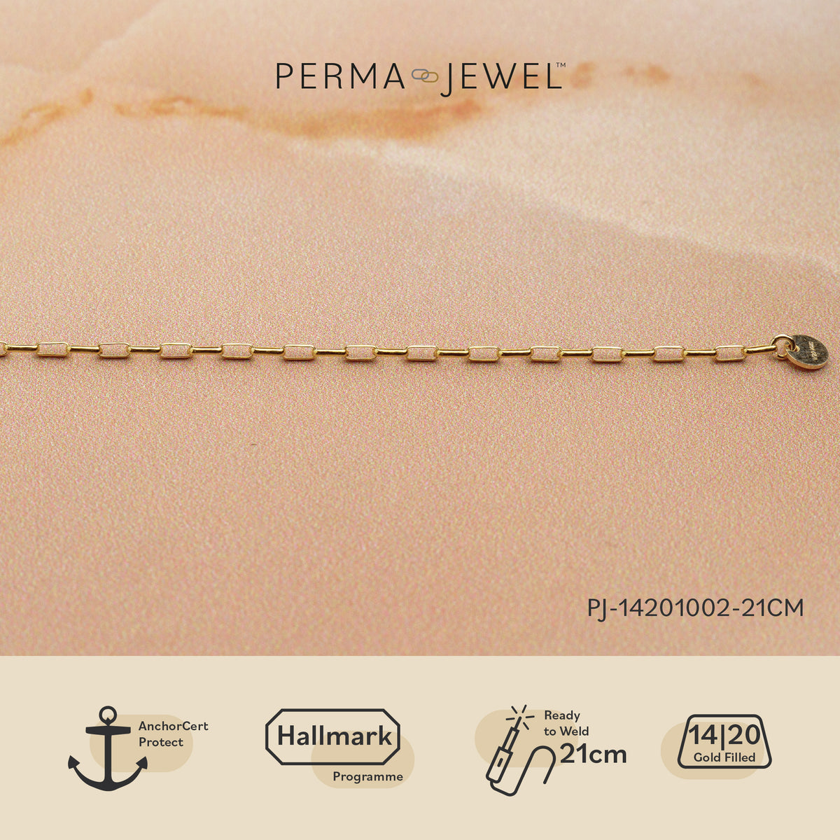 14CT ROLLED GOLD 1.3MM ELONGATED OVAL ROLO CHAIN BRACELET.