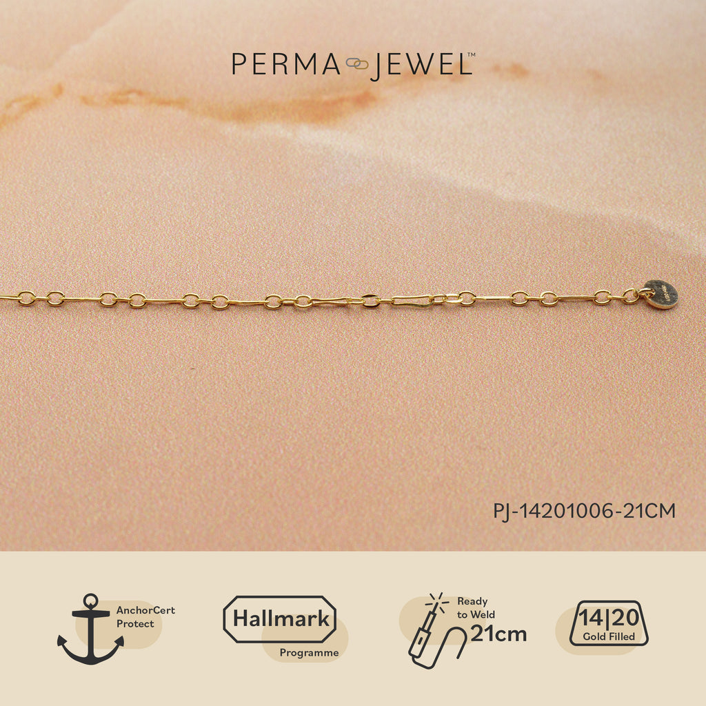 14CT ROLLED GOLD 1.7MM FLAT LONG &  SHORT CHAIN BRACELET.