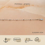 SILVER 1.5MM CABLE LINK WITH 2MM BEADS BRACELET - PERMA JEWEL
