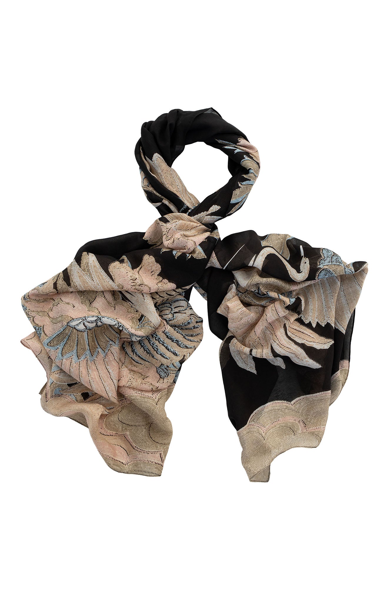 CRANE BLK WOOL SCARF by 100 Stars