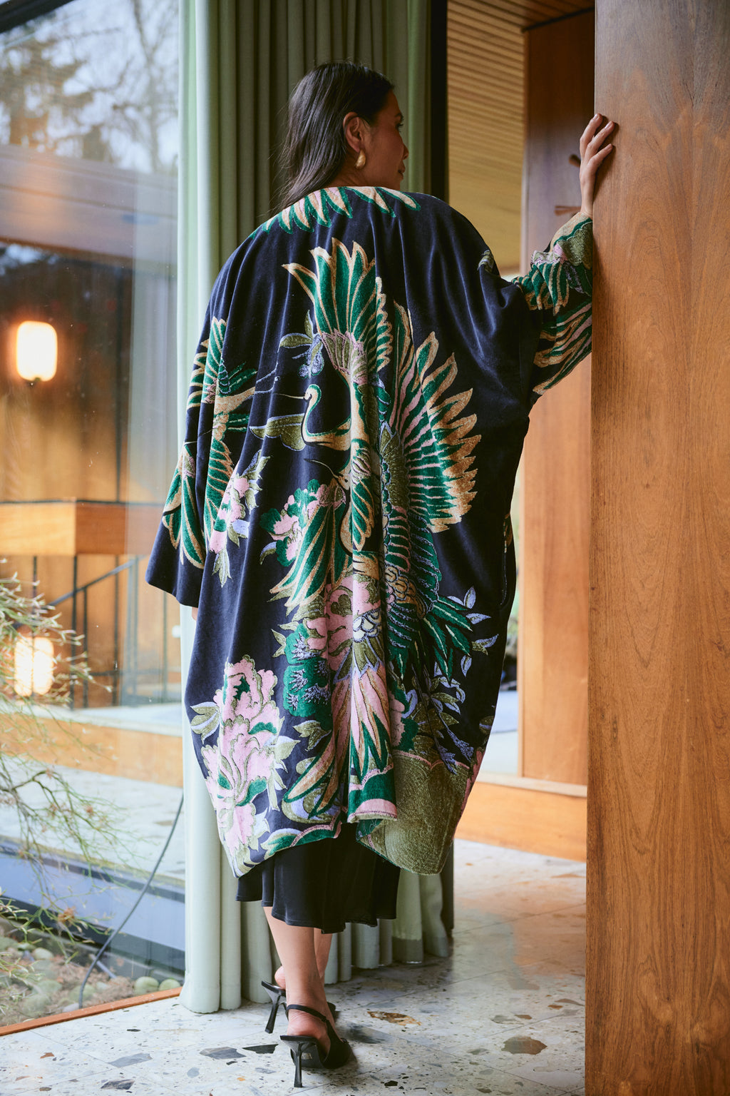 CRANE EMERALD VELVET GRANDE COAT GOWN by 100 Stars