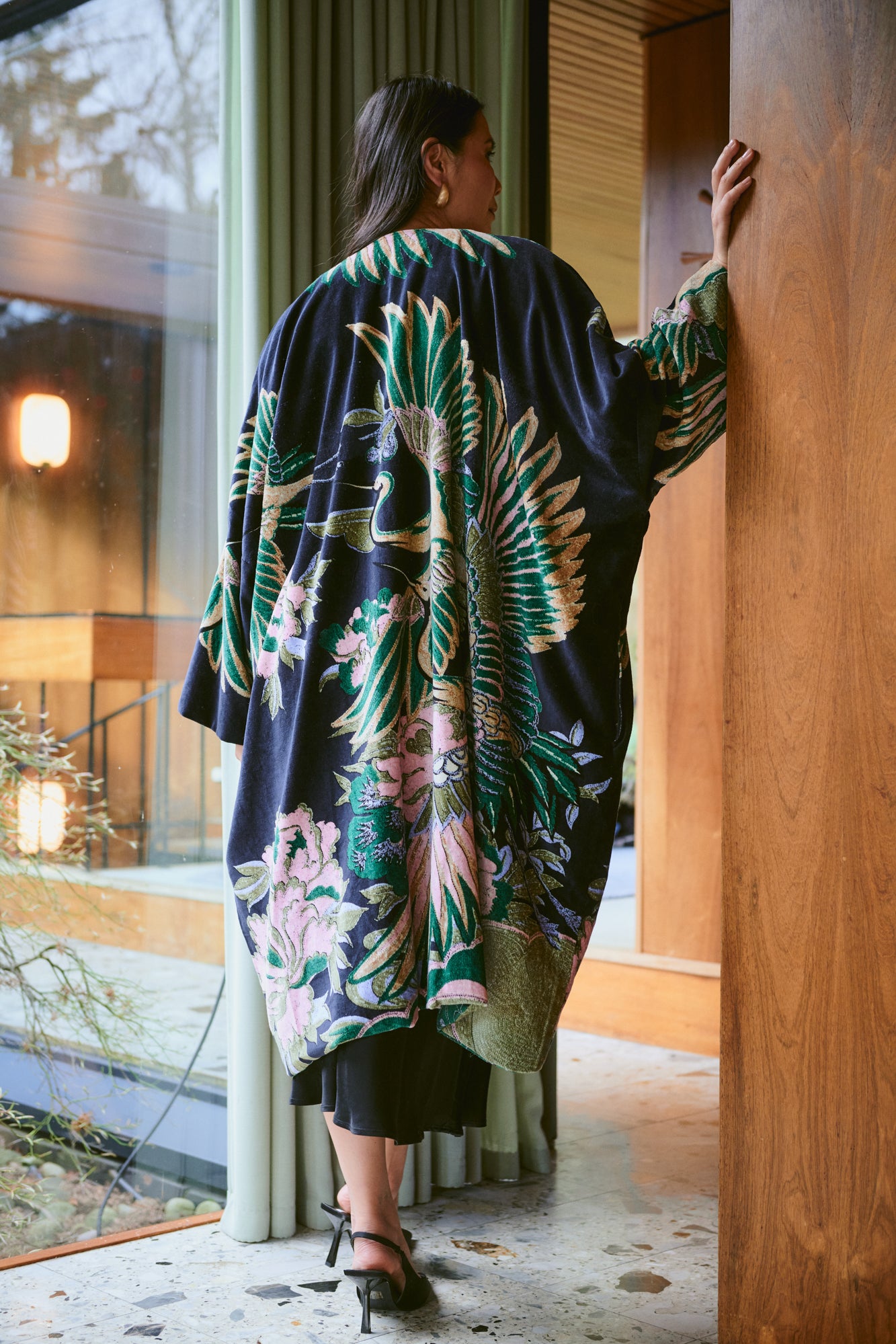 CRANE EMERALD VELVET GRANDE COAT GOWN by 100 Stars
