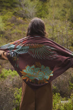 CRANE BROWN SQUARE WOOL & SILK SCARF by One Hundred Stars