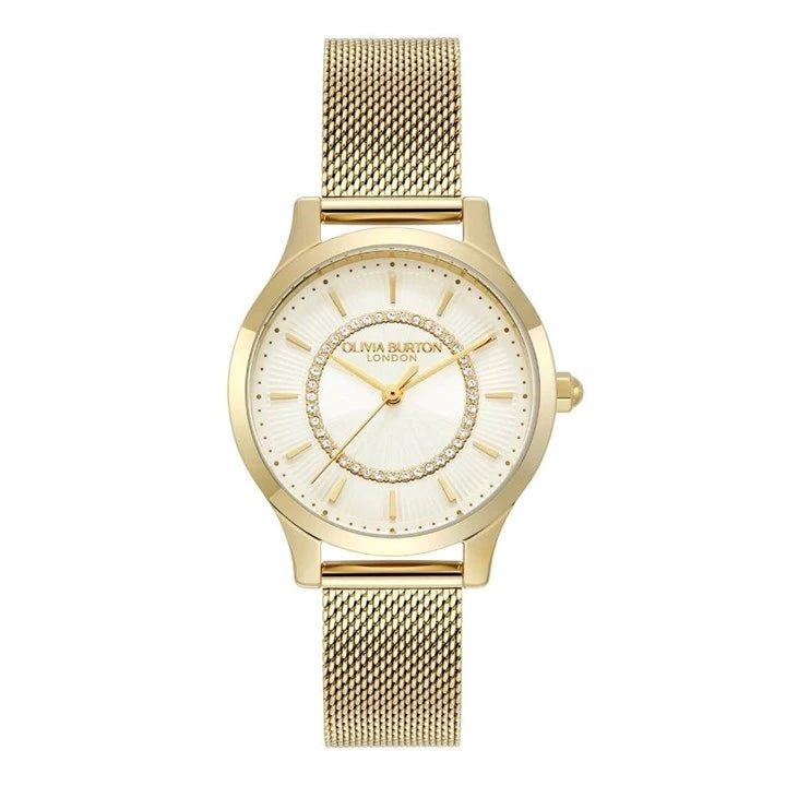 LDS GP OLIVIA B RND WHT CZ SUNRAY 30MM DL MESH BW