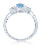 Blue Topaz & Diamond 9ct Ring