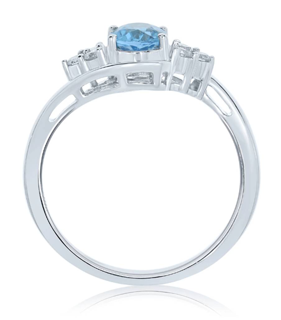Blue Topaz & Diamond 9ct Ring