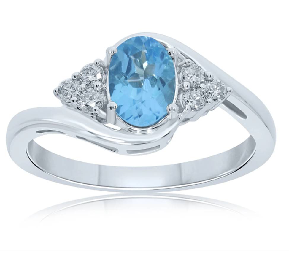 Blue Topaz & Diamond 9ct Ring