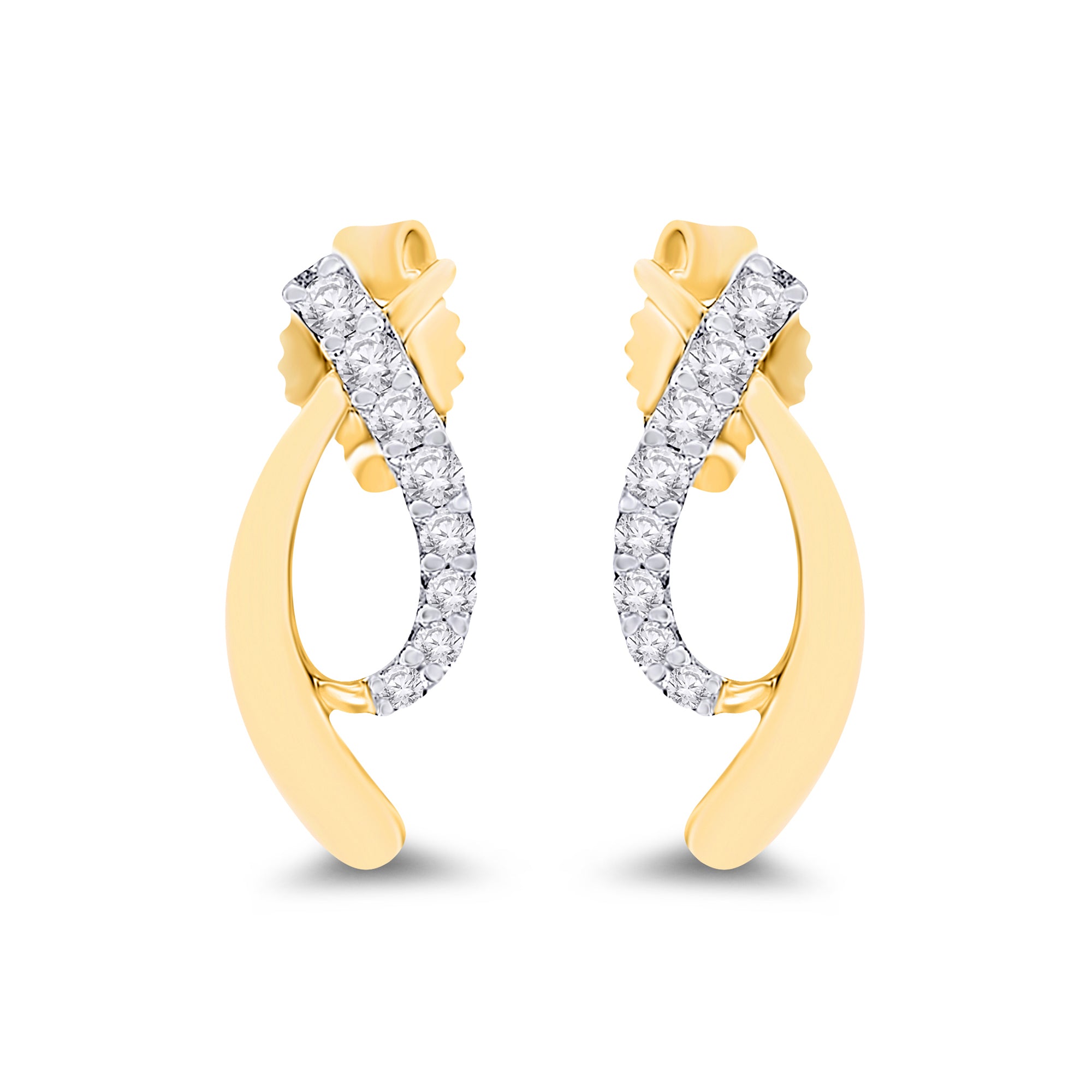 9CT YG DIAMOND 0.08CTS SET OPEN LOOP STUD EARRING