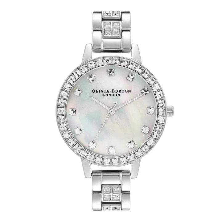 LDS SS OLIVIA B RND WHT MOP CZ OUTER DL + CZ BW
