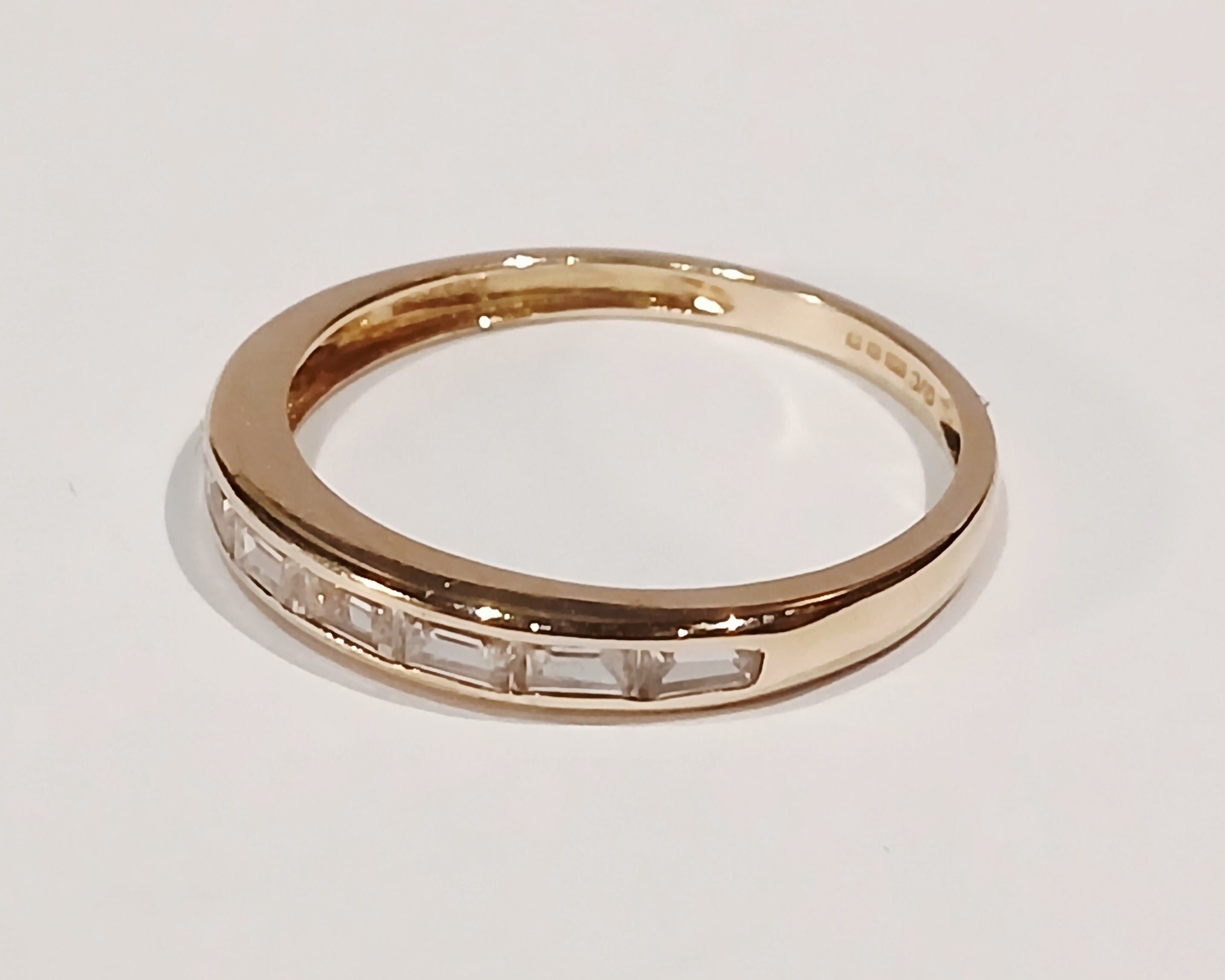 Ladies 14ct 7 Baguette CZ  Stone Half eternity Ring