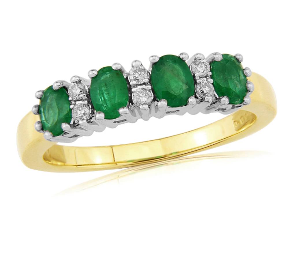 9ct Gold Emerald & Diamond Eternity Ring