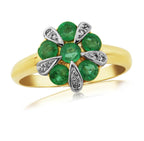 9ct Gold Emerald & Diamond Ring