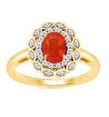 Fire Opal & Diamond 9ct Ring