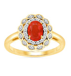 Fire Opal & Diamond 9ct Ring