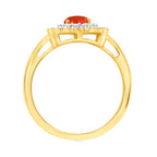 Fire Opal & Diamond 9ct Ring