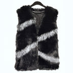 Faux Fur Vest with Jewelled Clasps in Black