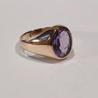 9YG 6.1G OVAL AMETHYST FLAT SIGNET RING R | PRE OWNED