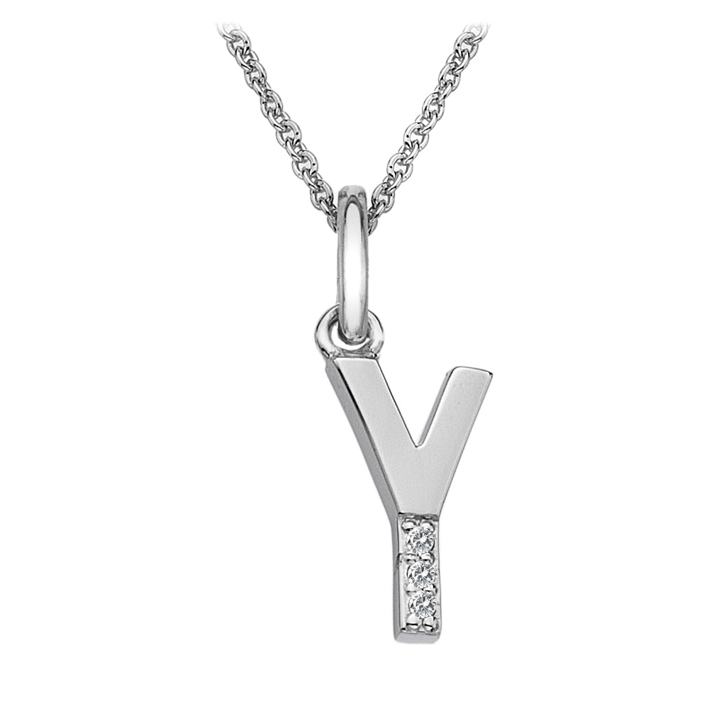 SILVER INITIAL Y PENDANT HOT DIAMONDS 16-18" TRACE CHAIN