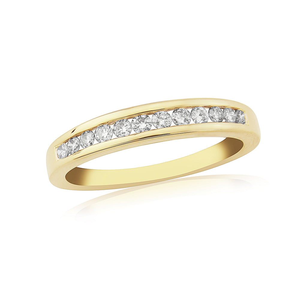 9CT YG 12ST. DIAMOND 0.25CTS CHANNEL SET 1/2 ETERNITY RING