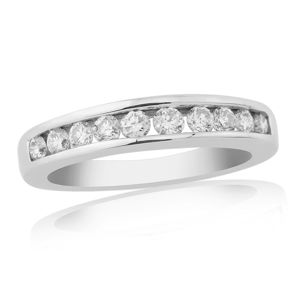 9CT WG 12ST. DIAMOND 0.50CTS CHANNEL SET 1/2 ETERNITY RING
