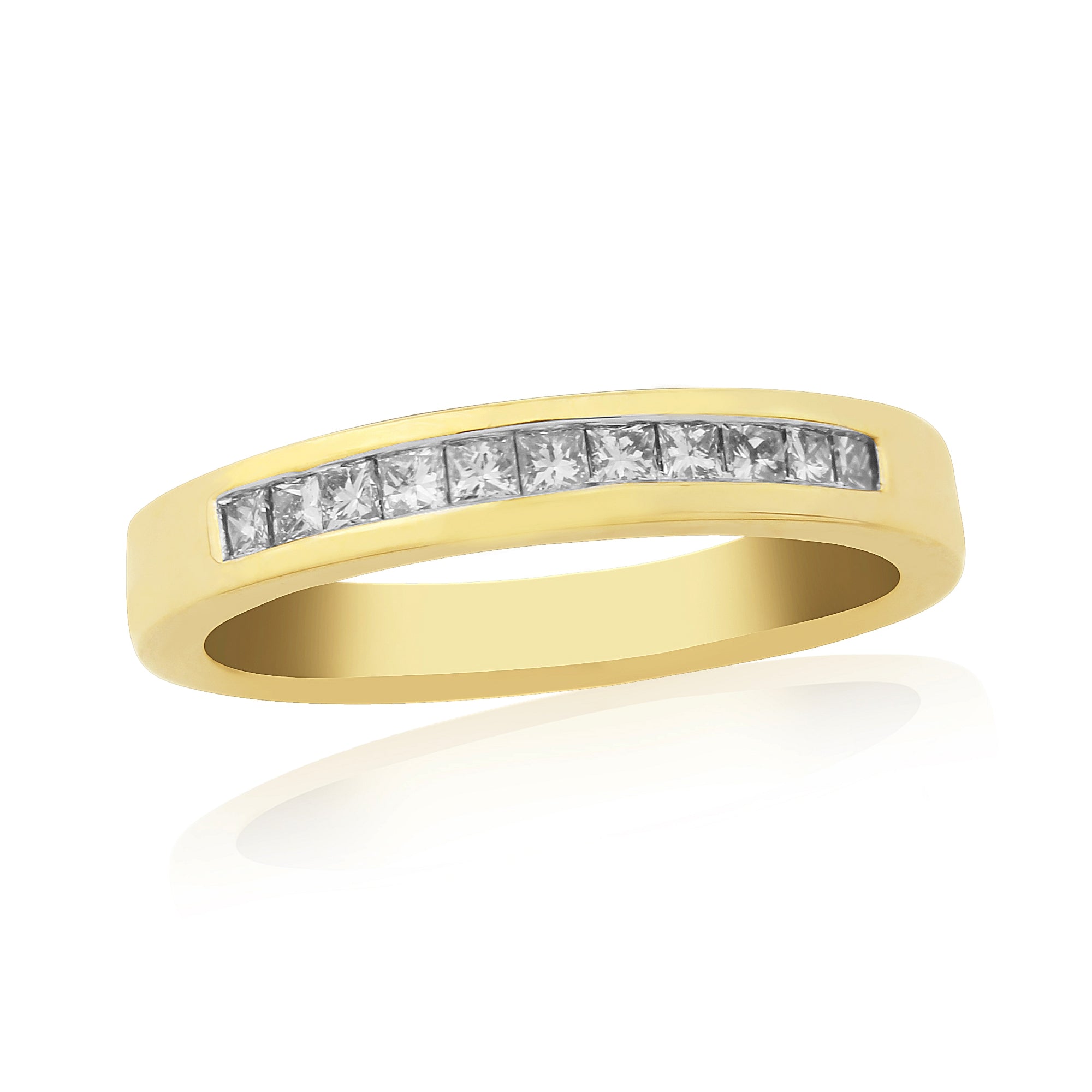 9CT YG PRINCESS DIAMOND 0.25CT CHANNEL HALF ETERNITY RING