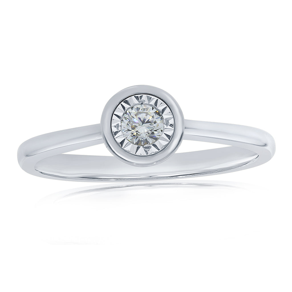 9CT WG 0.17CT MIRACLE SET DIAMOND SOLITAIRE RING