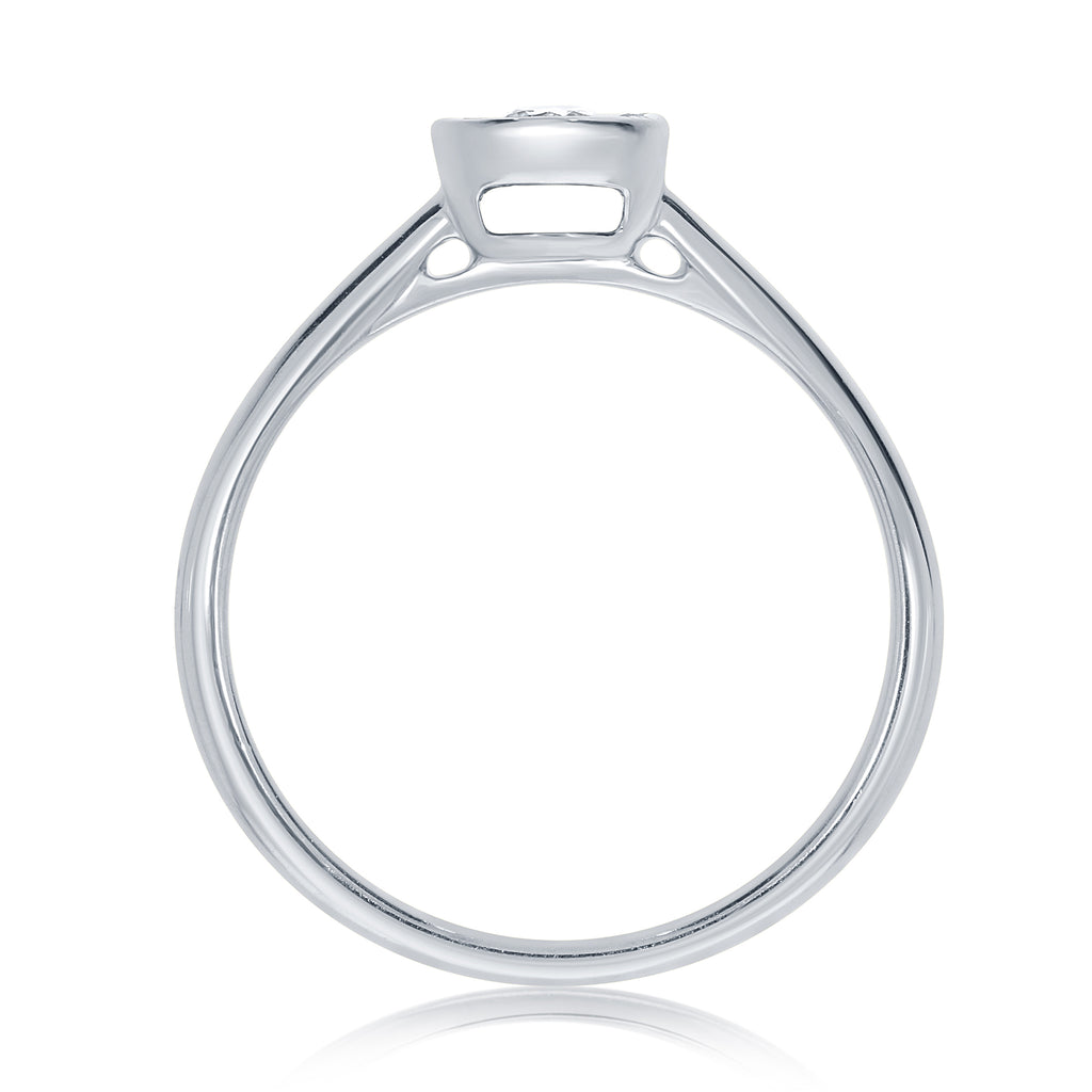 9CT WG 0.17CT MIRACLE SET DIAMOND SOLITAIRE RING