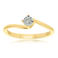 9CT YG SIZE "L" 0.08CT MIRACLE PLTE DIAM SOLIT TWIST RING