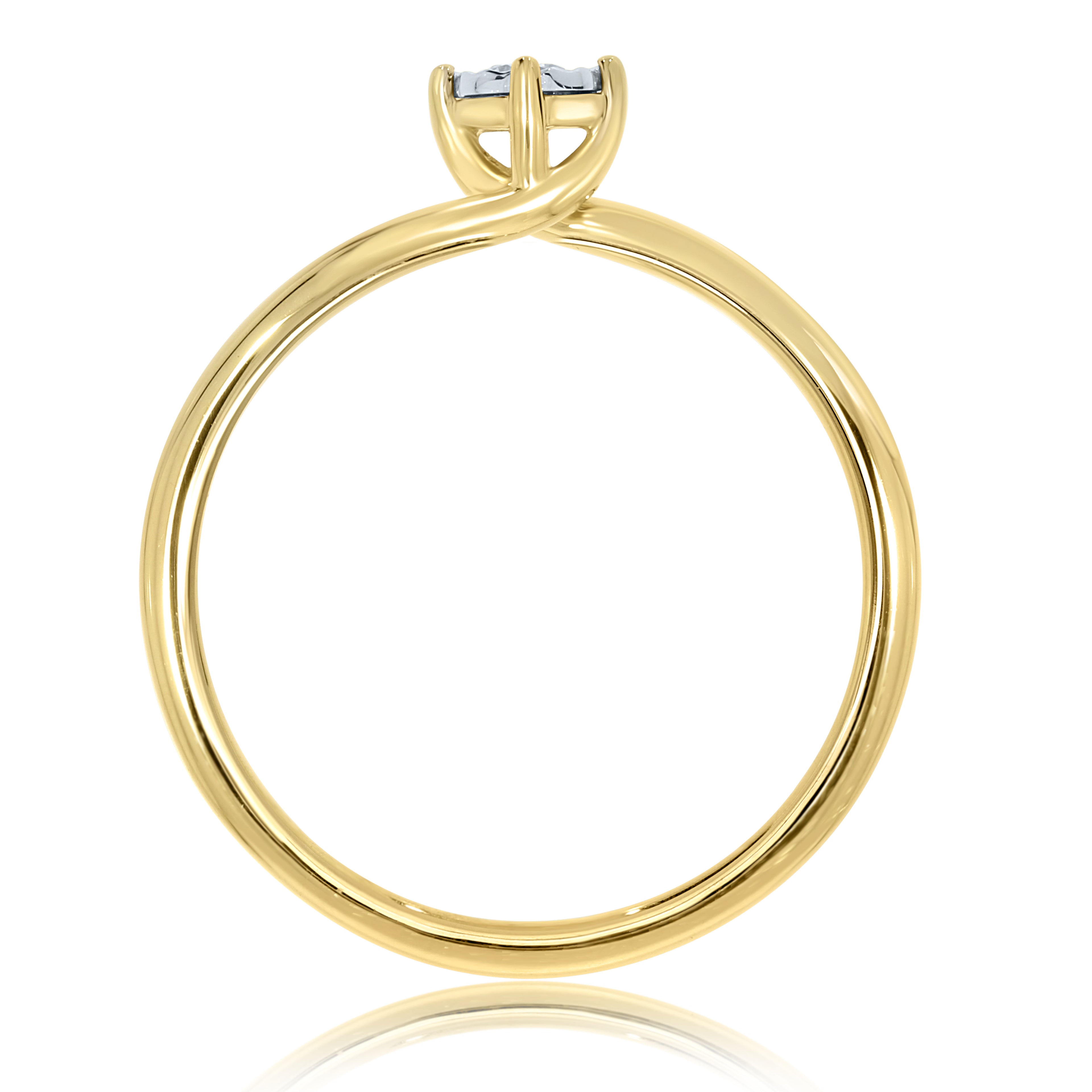 9CT YG SIZE "L" 0.08CT MIRACLE PLTE DIAM SOLIT TWIST RING