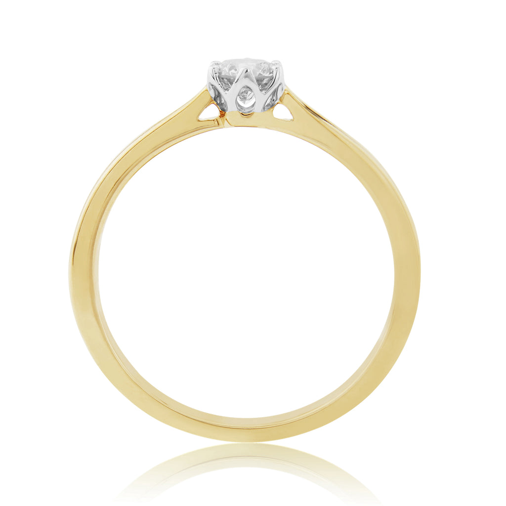 9CT YG 6 CLAW DIAMOND (0.25CT) SOLITAIRE RING