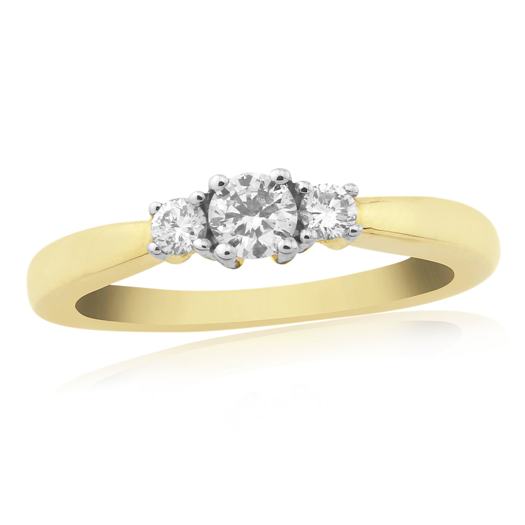 9CT YG 3 RND DIAMOND 0.33CT TRILOGY RING