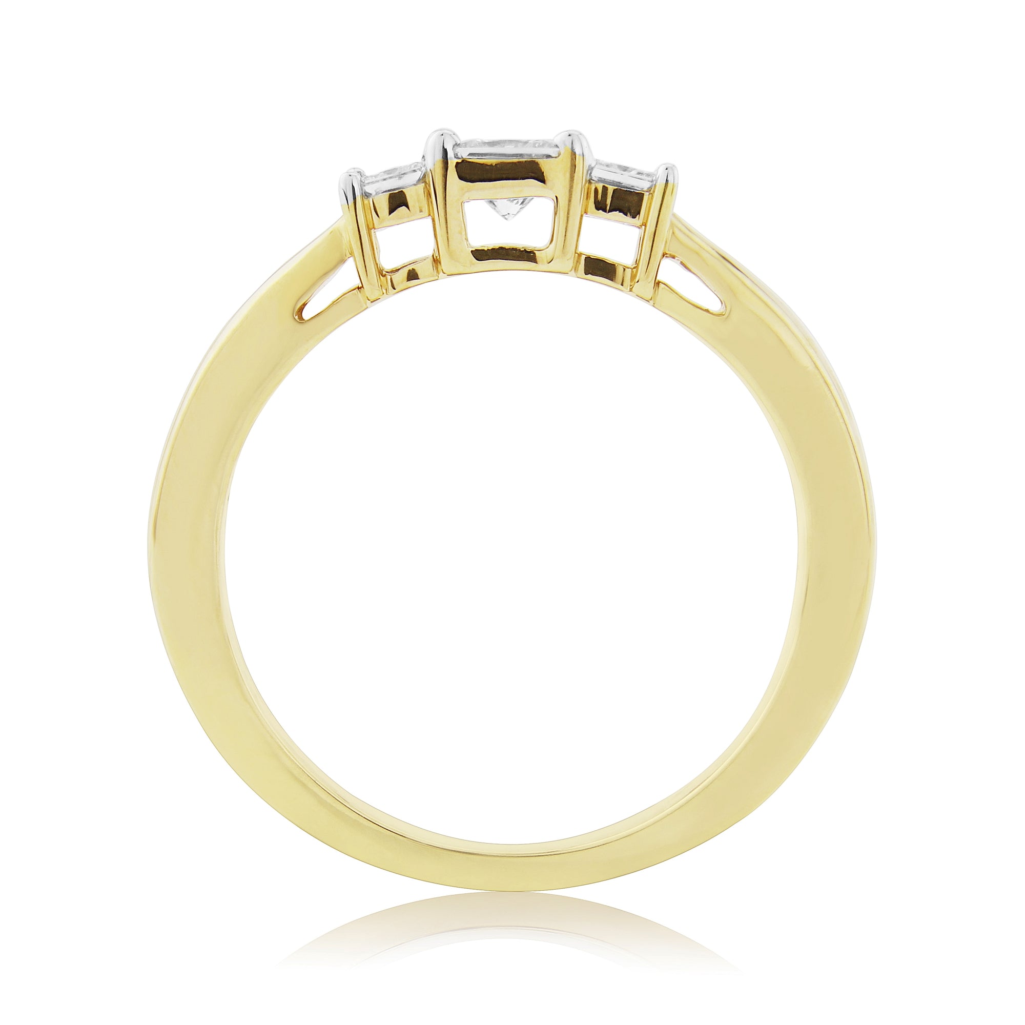 9CT YG 3 PRINCESS DIAMOND 0.33CT TRILOGY RING