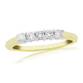 9CT YG "N" 5 ST. DIAM 0.25CT CLAW SET 1/2 ETERNITY RING