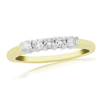 9CT YG "N" 5 ST. DIAM 0.25CT CLAW SET 1/2 ETERNITY RING