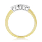 9CT YG "N" 5 ST. DIAM 0.25CT CLAW SET 1/2 ETERNITY RING