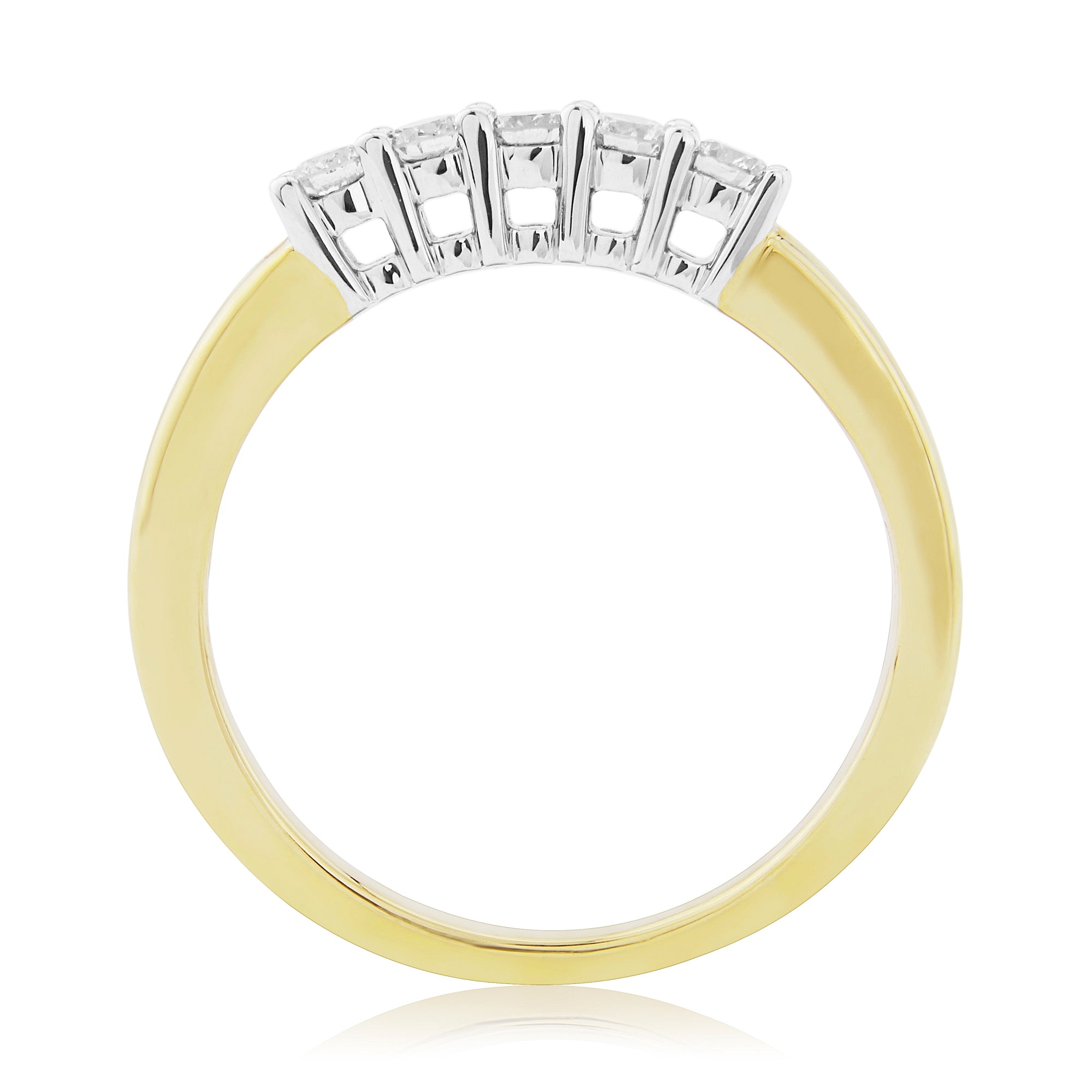 9CT YG "N" 5 ST. DIAM 0.25CT CLAW SET 1/2 ETERNITY RING