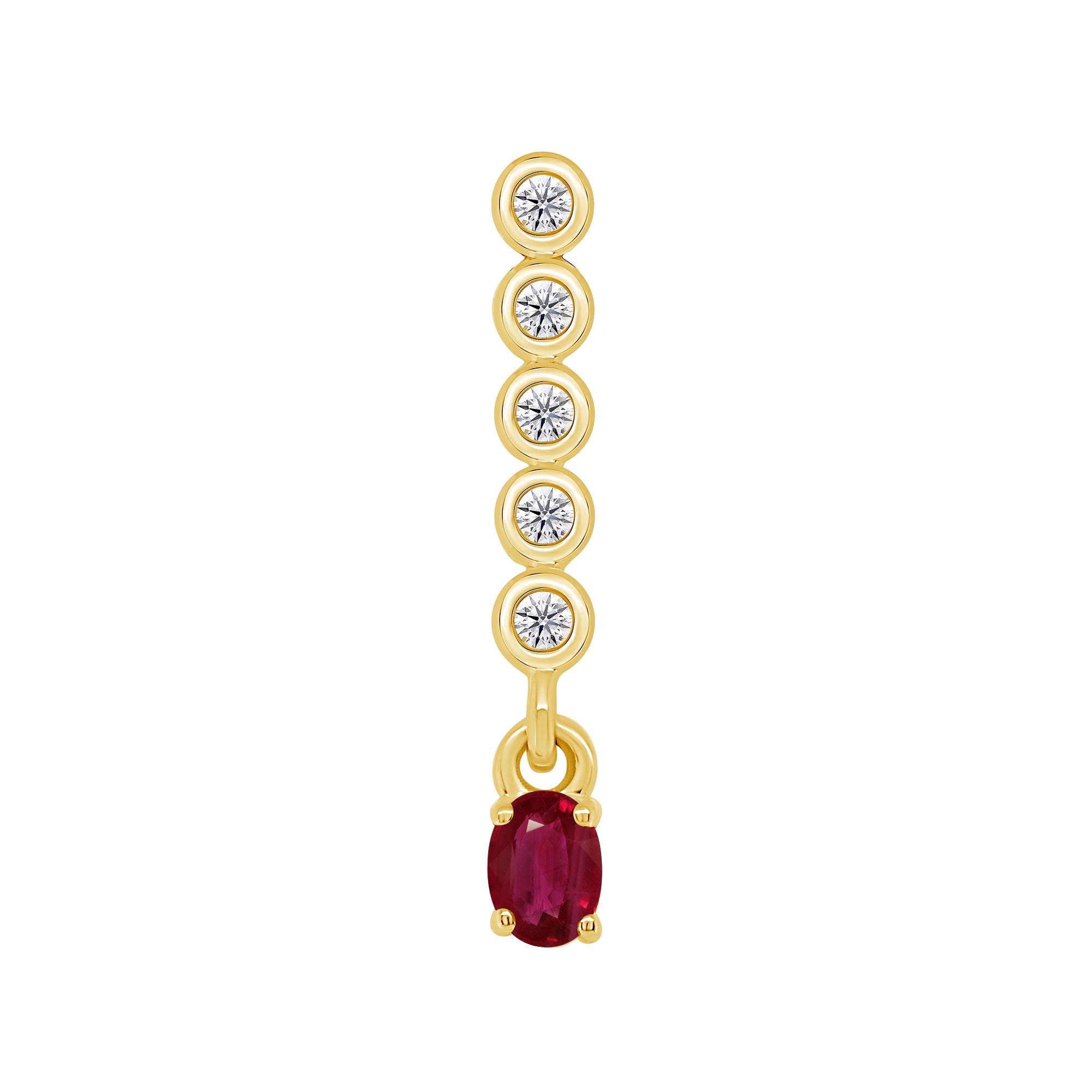 9CT YG RND RUBY 0.10CTS DIAM BAR DROP PENDANT ONLY