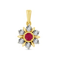 9CT YG RND RUBY 6 DIA CLUST PENDANT ONLY