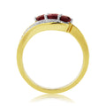 9CT YG 3 RND RUBY DIAM 0.17CT 0.60ct RUBY TWIST RING