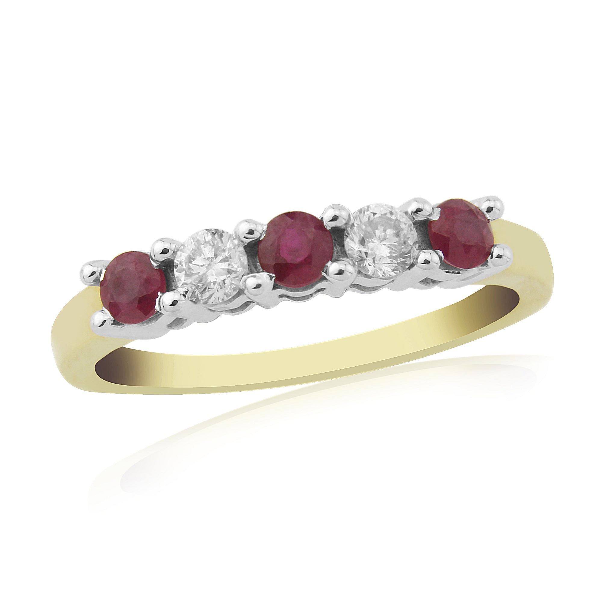 9CT YG "N" 2 DIAM 3 RUBY CL. SET 1/2 T RING