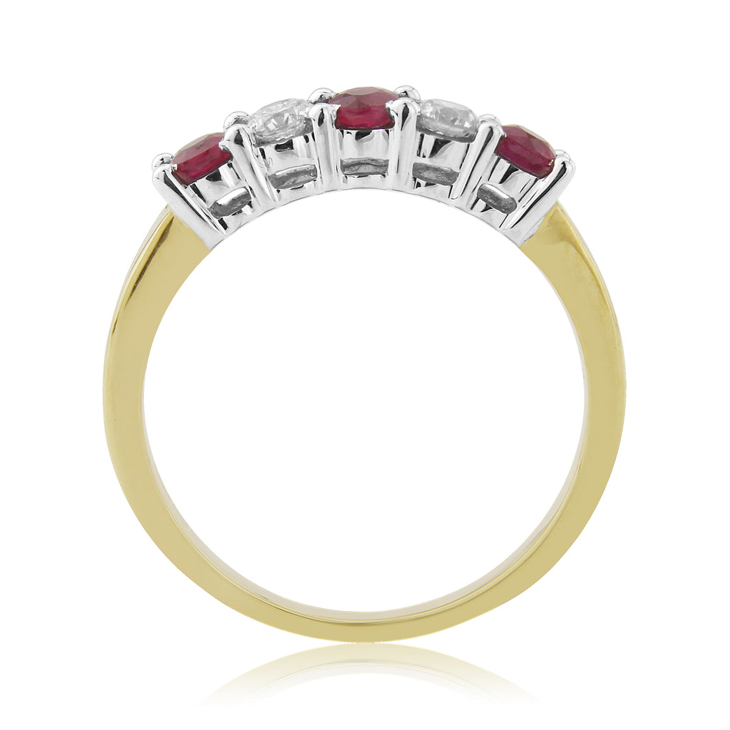 9CT YG "N" 2 DIAM 3 RUBY CL. SET 1/2 T RING