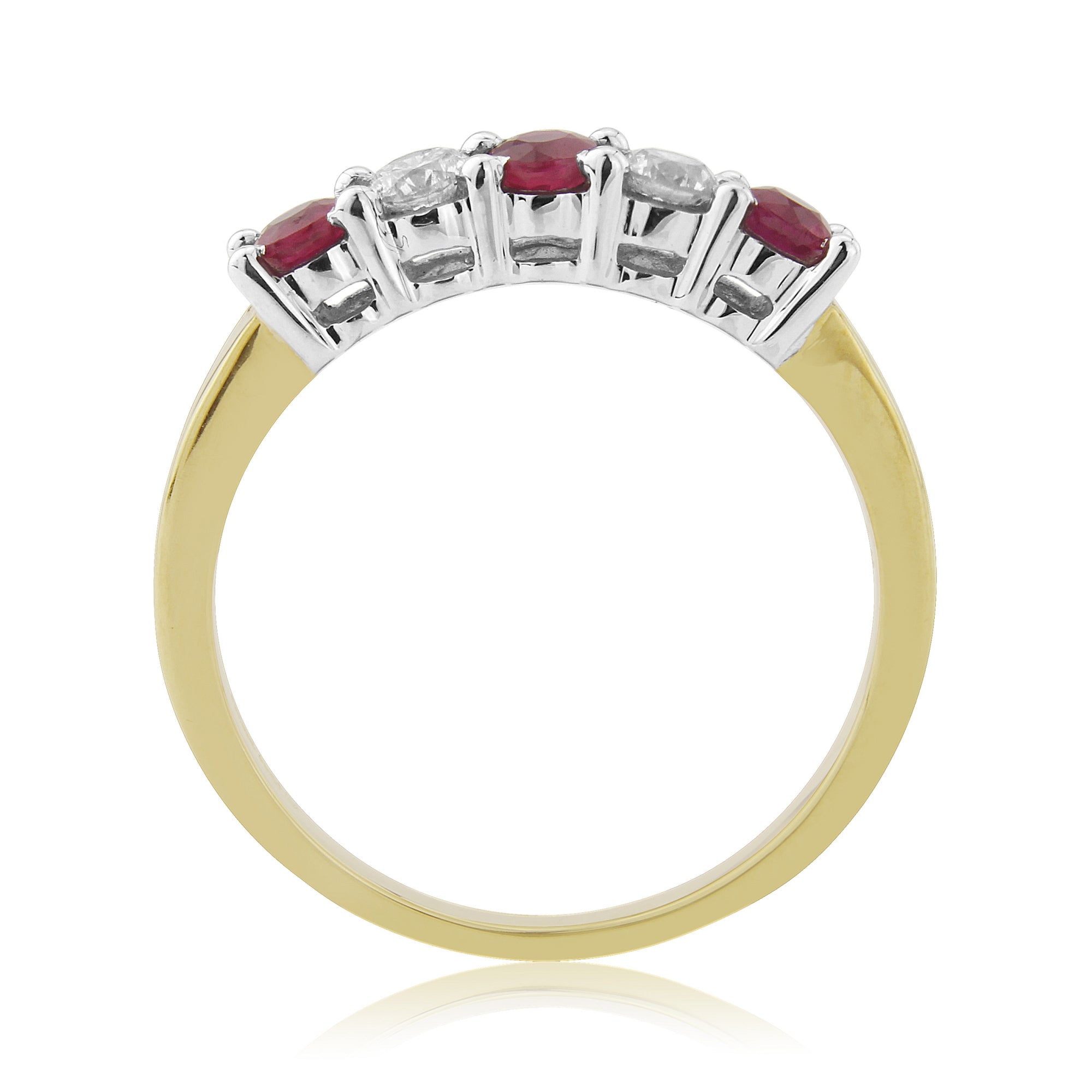 9CT YG "N" 2 DIAM 3 RUBY CL. SET 1/2 T RING